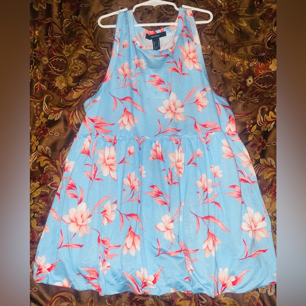 Blue Floral Sleeveless Sundress